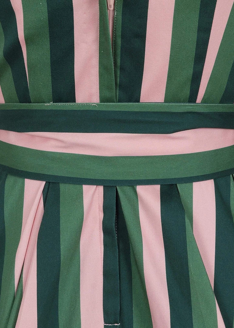 Collectif Patricia Palm Stripe 50's Swing Dress Pink