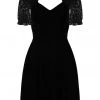 Collectif Stacey Velvet 80's Skater Dress Black