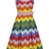 Collectif Dorothy Rainbow Chevron 50's Swing Dress Multi