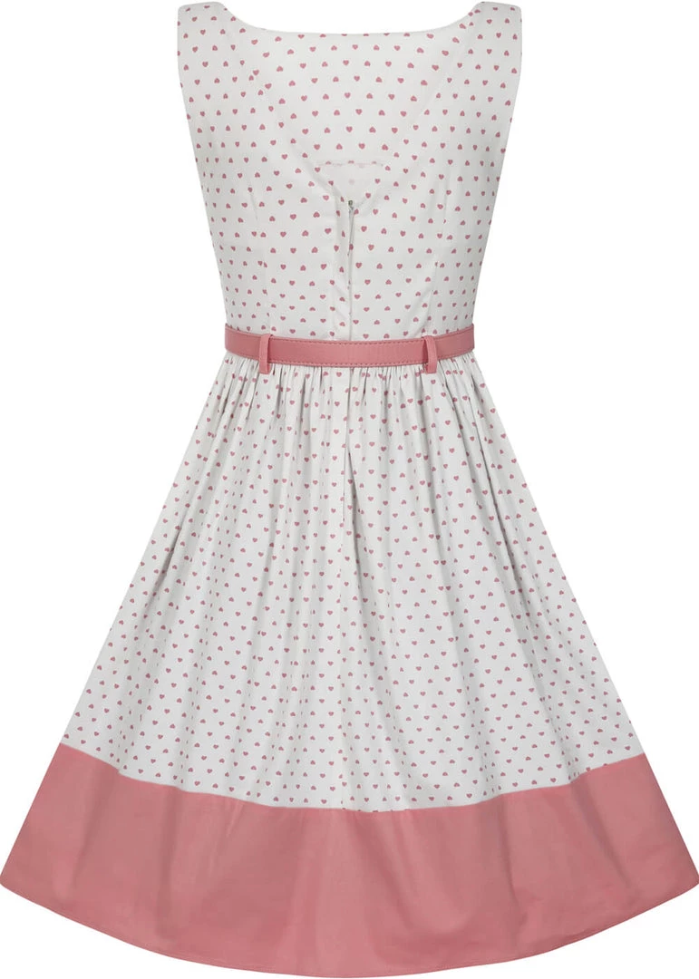 Collectif Brielle Love Heart 50's Swing Dress Ivory