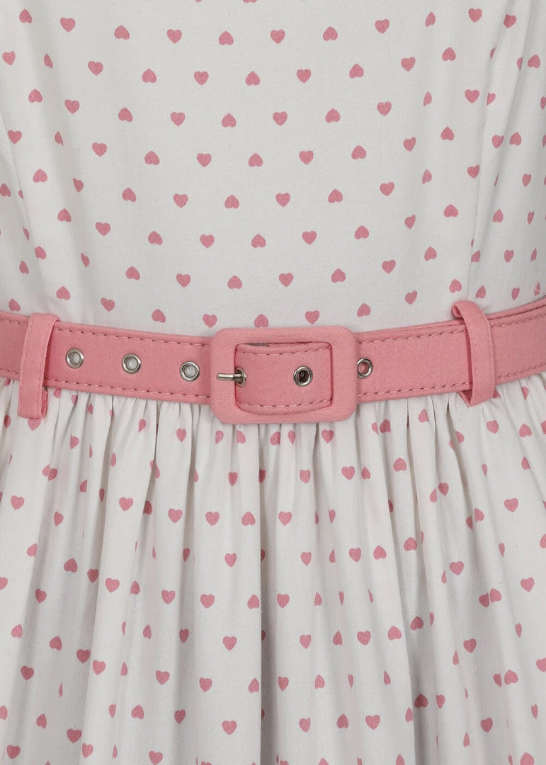 Collectif Brielle Love Heart 50's Swing Dress Ivory