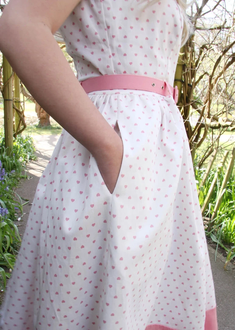 Collectif Brielle Love Heart 50's Swing Dress Ivory