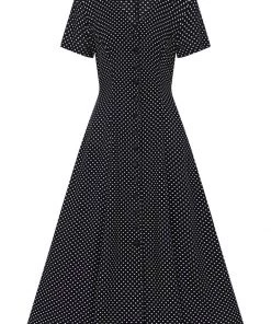 Collectif Riley Mini Polka 40's Swing Dress Navy