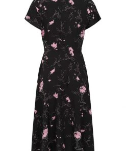 Collectif Liza Tipsy Elephants 50's Swing Dress Black