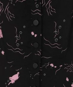 Collectif Liza Tipsy Elephants 50's Swing Dress Black