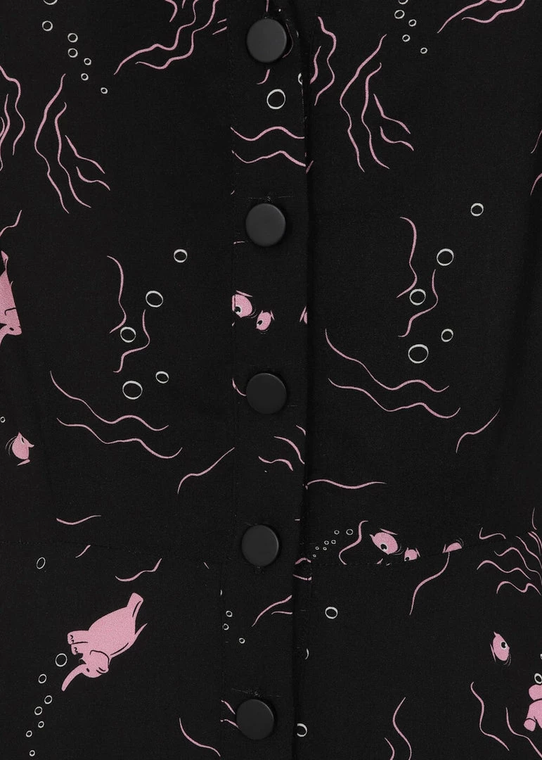 Collectif Liza Tipsy Elephants 50's Swing Dress Black