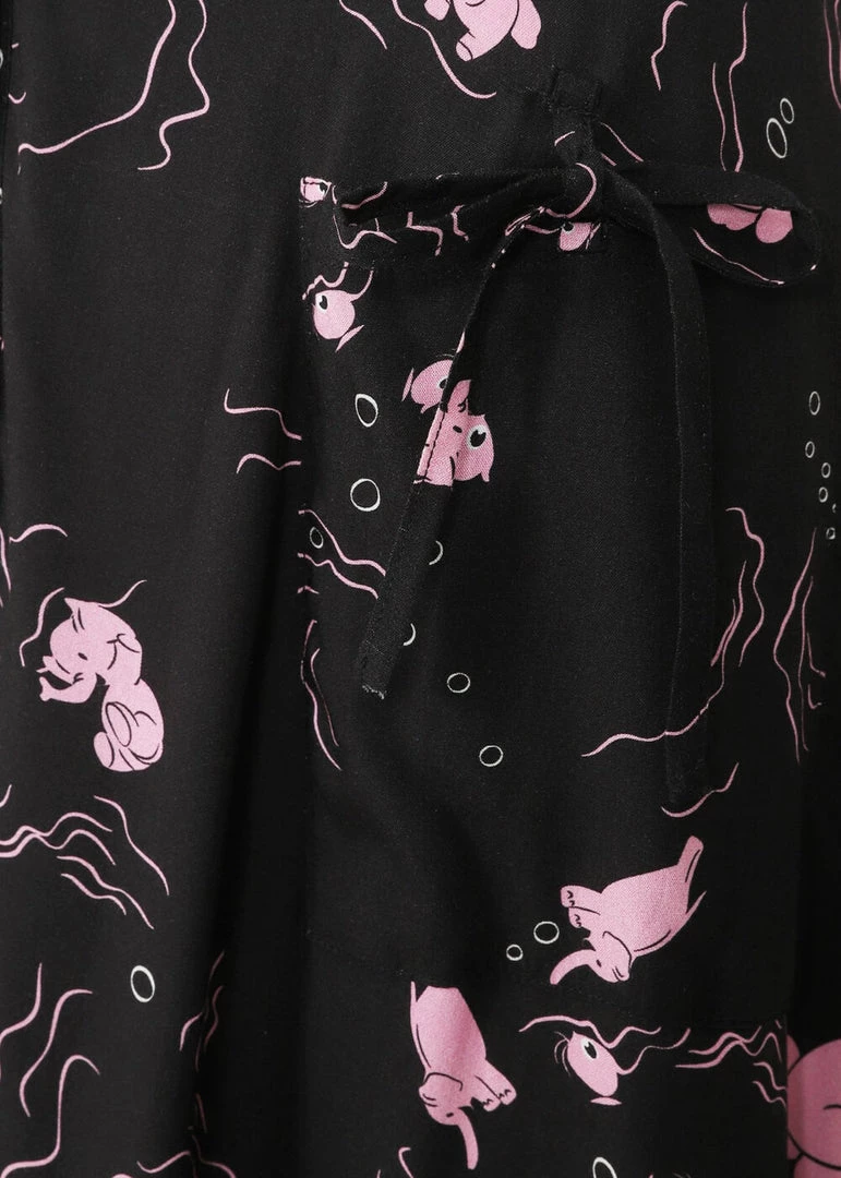 Collectif Liza Tipsy Elephants 50's Swing Dress Black