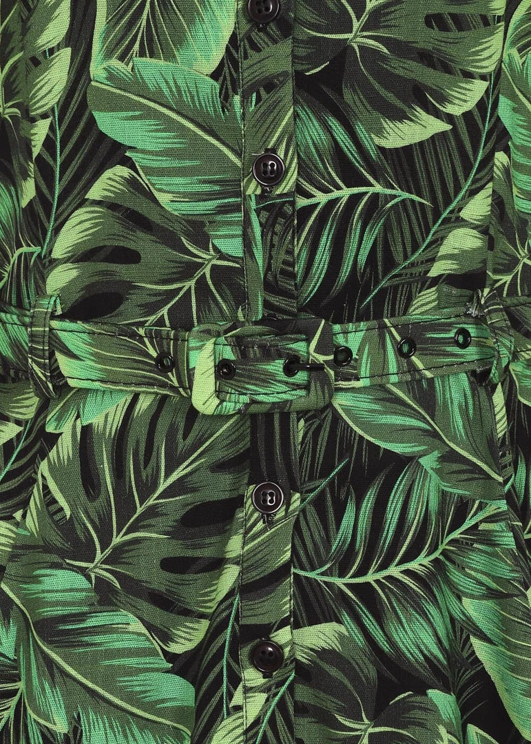 Collectif Caterina Tropics 50's Swing Dress Green New In