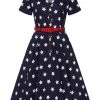 Collectif Caterina Stars 50's Swing Dress Navy New In