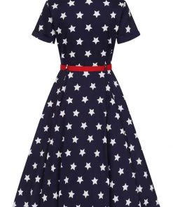 Collectif Caterina Stars 50's Swing Dress Navy New In
