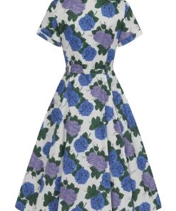 Collectif Caterina Vintage Hortensia 50's Swing Dress White New In