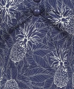 New In Collectif Dolores Pineapple Palm 50's Swing Dress Navy