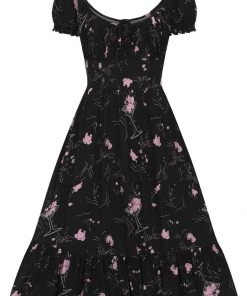 New In Collectif Carmen Tipsy Elephants 50's Swing Dress Black