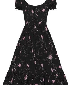 New In Collectif Carmen Tipsy Elephants 50's Swing Dress Black