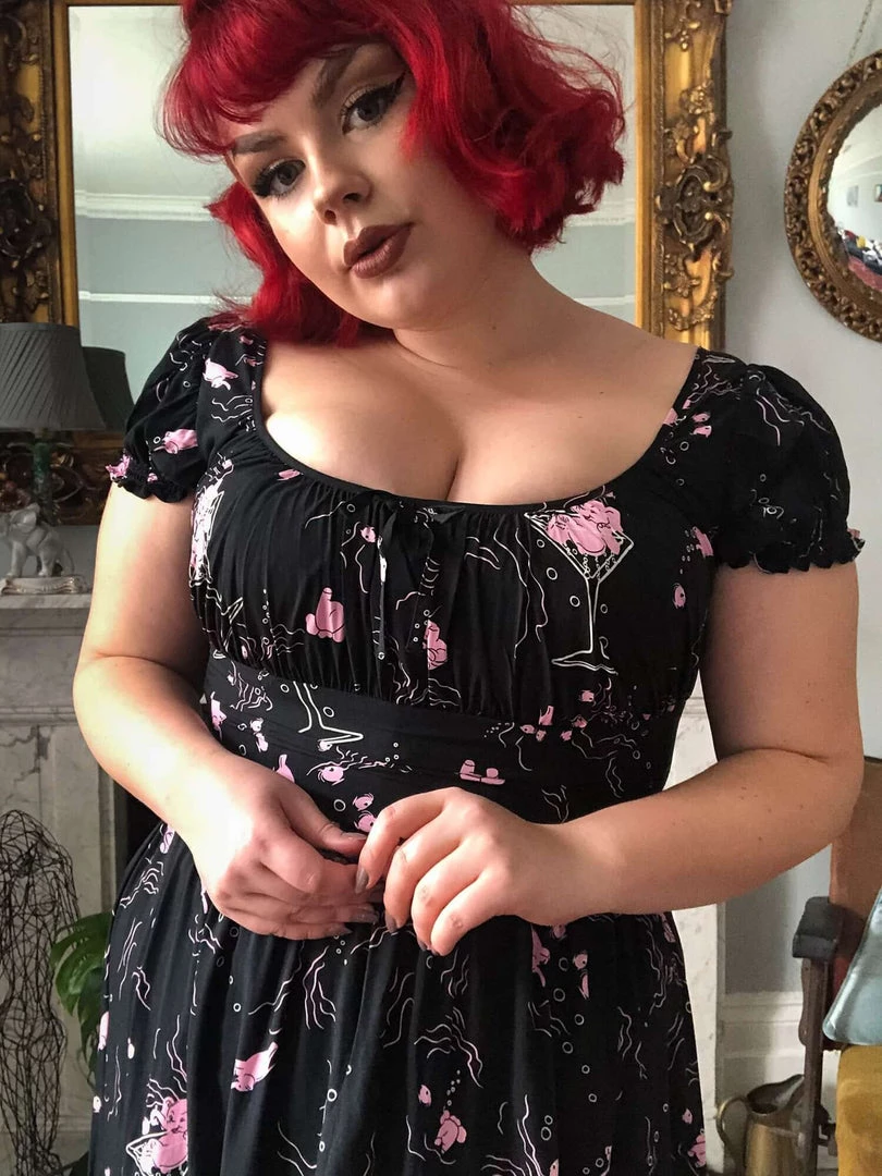 New In Collectif Carmen Tipsy Elephants 50's Swing Dress Black