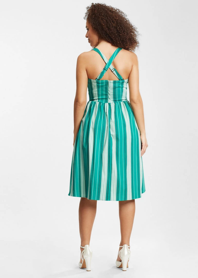 Collectif Titta Mint Humbug 50's Swing Dress Green