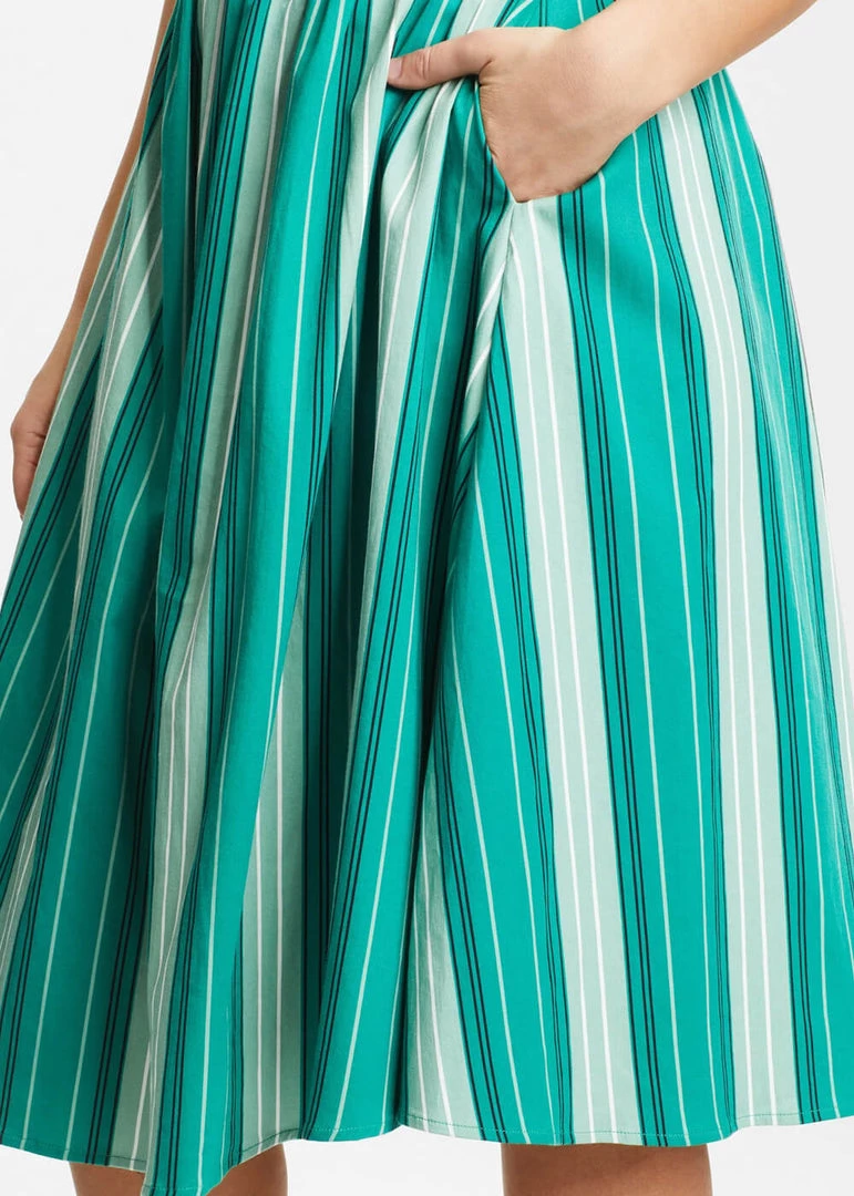 Collectif Titta Mint Humbug 50's Swing Dress Green