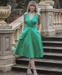 Collectif Hadley 50's Swing Dress Green New In