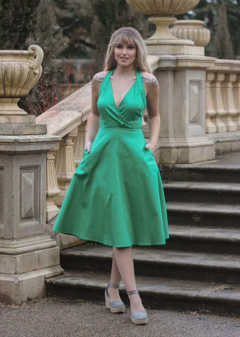 Collectif Hadley 50's Swing Dress Green New In