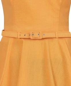Collectif Nova Heart Trim 50's Swing Dress Orange