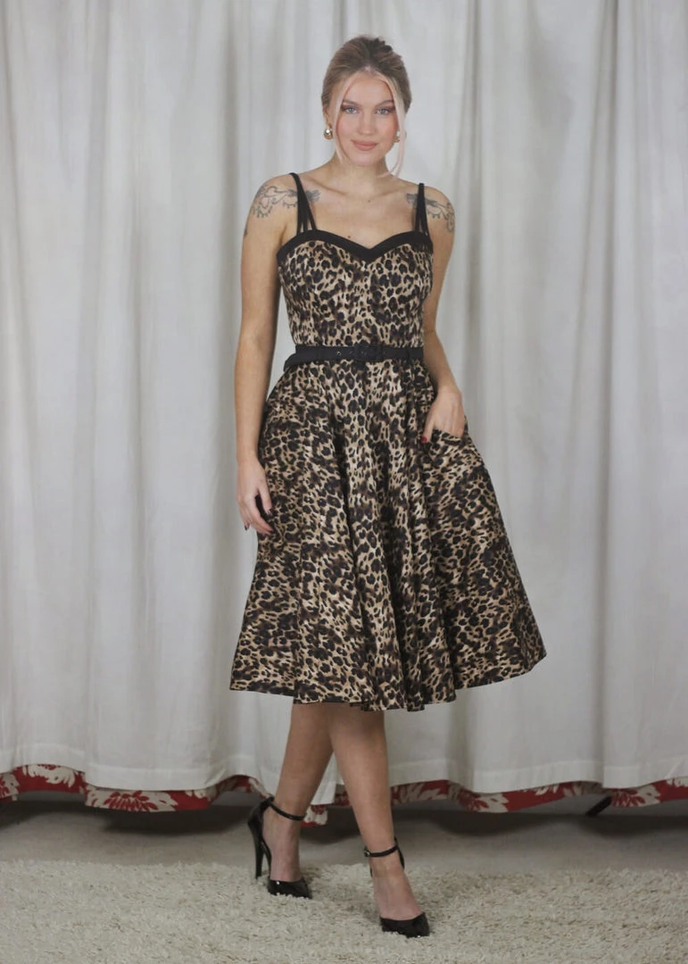 Collectif Nova Leopard 50's Swing Dress Multi New In