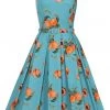 Collectif Jill Vintage Peaches 50's Swing Dress Blue