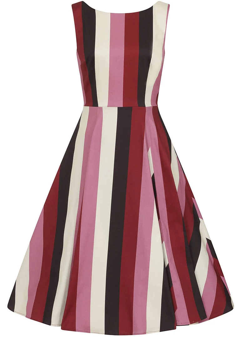 New In Collectif Frances Bubble Gum Stripe 50's Swing Dress Multi