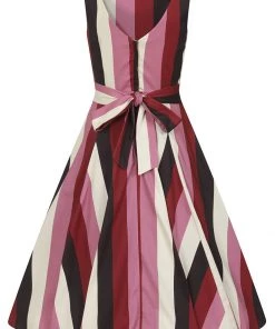 New In Collectif Frances Bubble Gum Stripe 50's Swing Dress Multi
