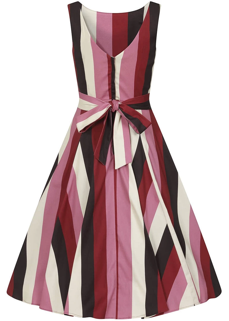 New In Collectif Frances Bubble Gum Stripe 50's Swing Dress Multi
