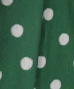 Collectif Hepburn Painted Polka 50's Swing Dress Green