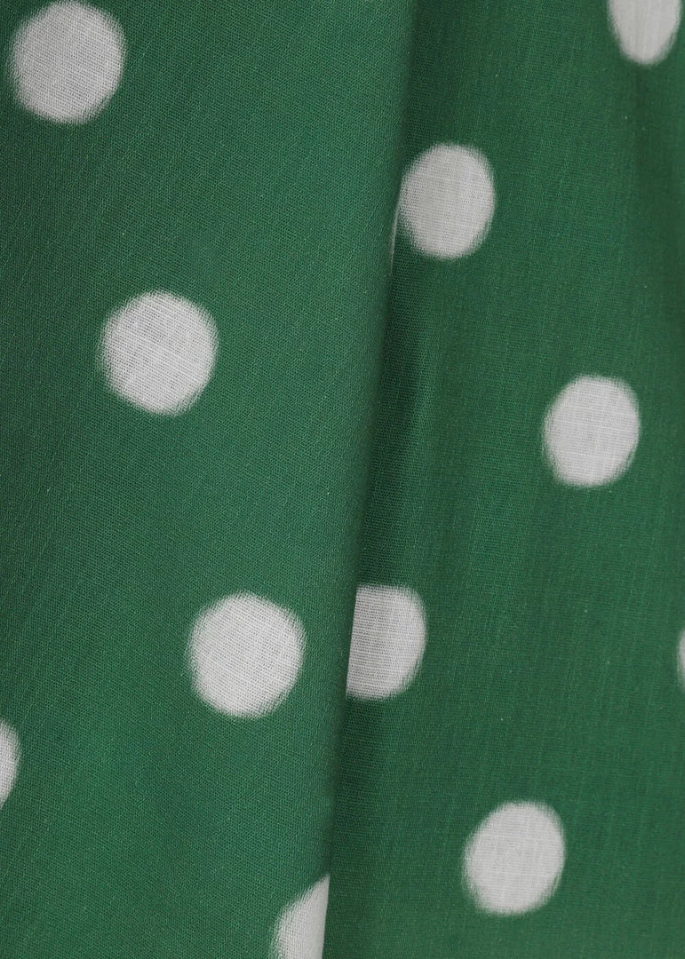 Collectif Hepburn Painted Polka 50's Swing Dress Green