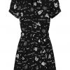 New In Collectif Mary Grace Creepy Girl 80's Skater Dress Black