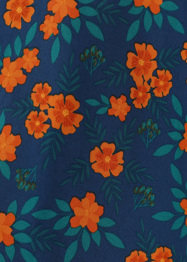 New In Collectif Peta Flora 50's Swing Dress Navy