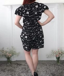 Collectif Mimma Creepy Girl 80's Playsuit Black