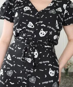Collectif Mimma Creepy Girl 80's Playsuit Black