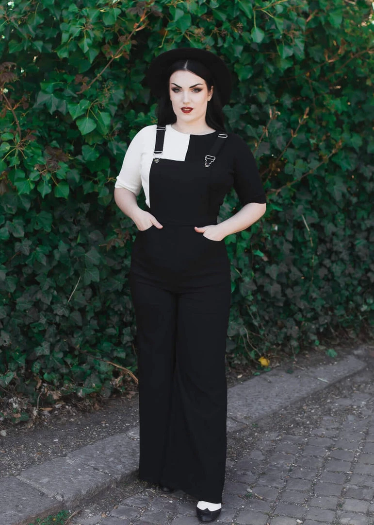 Collectif Kayden 60's Dungarees Black New In