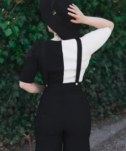 Collectif Kayden 60's Dungarees Black New In