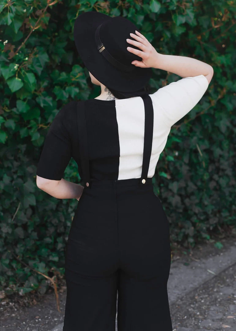 Collectif Kayden 60's Dungarees Black New In