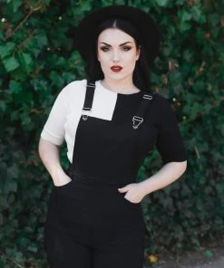 Collectif Kayden 60's Dungarees Black New In