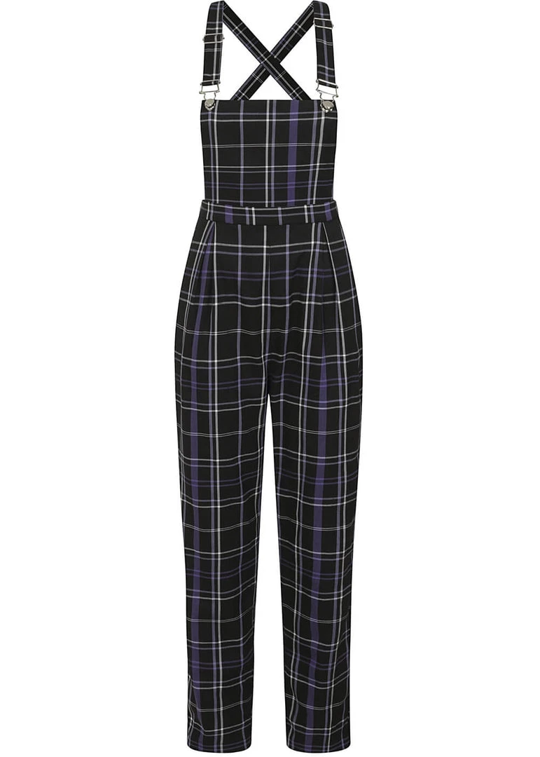 Collectif Rada Nancy Check 60's Dungarees Black