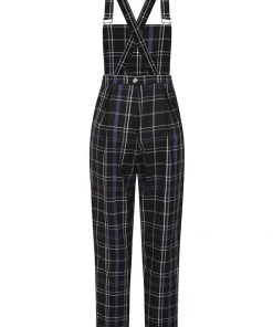 Collectif Rada Nancy Check 60's Dungarees Black