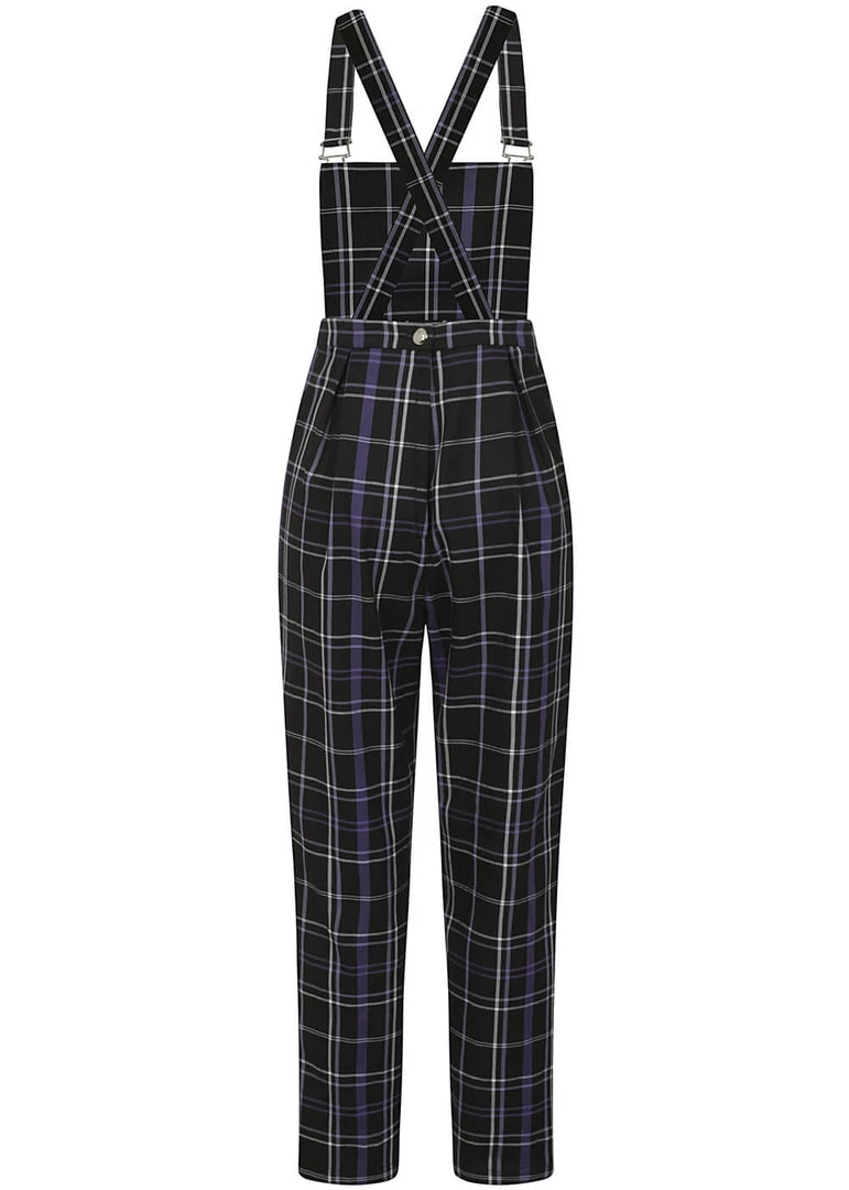 Collectif Rada Nancy Check 60's Dungarees Black