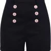 New In Collectif Nancy Nautical 40's Shorts Navy Blue