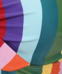 New In Collectif Rainbow Stripes 60's Bikini Top Multi Colour