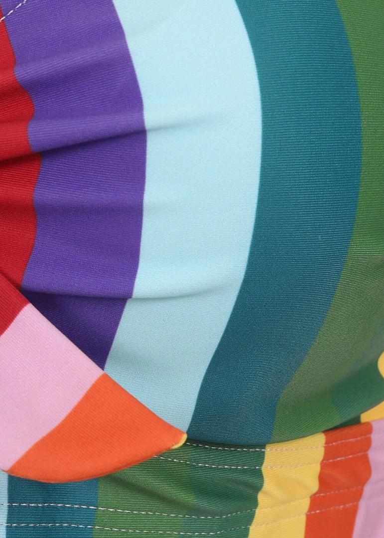 New In Collectif Rainbow Stripes 60's Bikini Top Multi Colour