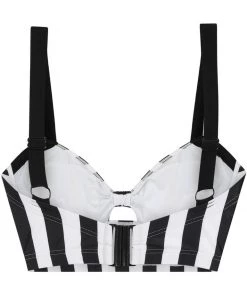 Collectif Beetle Stripe 60's Bikini Top Black White