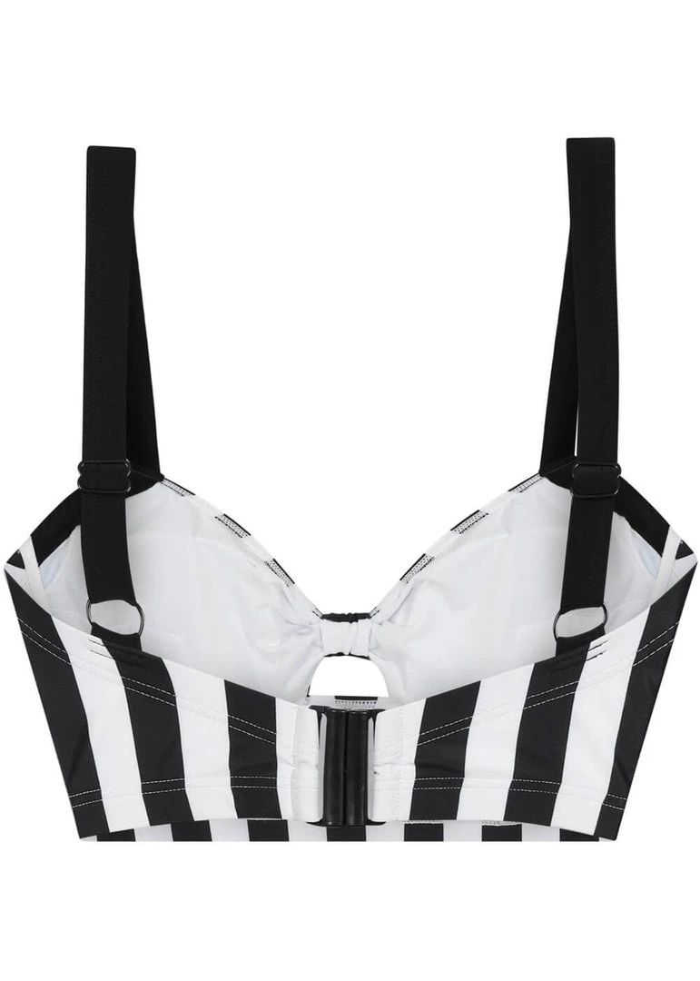 Collectif Beetle Stripe 60's Bikini Top Black White