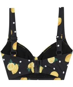 New In Collectif Lemon Polka 50's Bikini Top Black