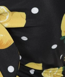 New In Collectif Lemon Polka 50's Bikini Top Black