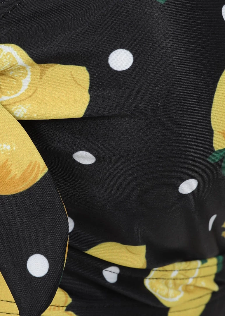 New In Collectif Lemon Polka 50's Bikini Top Black